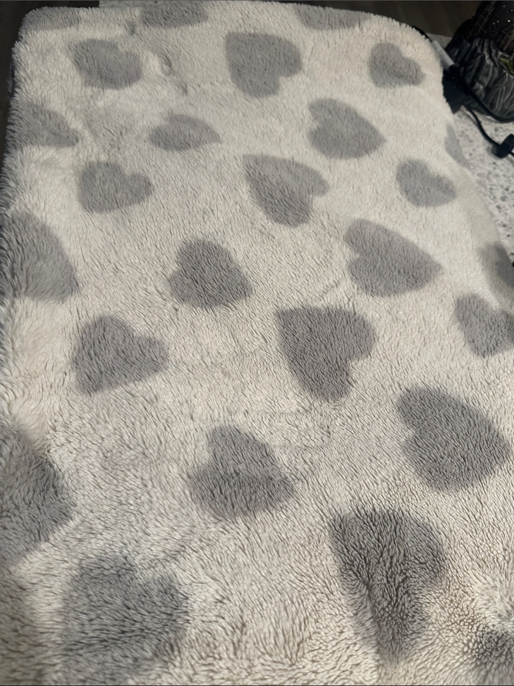 Rachel Zoe Plush Heart Throw Blanket - Gray on White